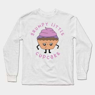 Grumpy Little Cupcake - Cute Cupcake Design - Pink Version Long Sleeve T-Shirt